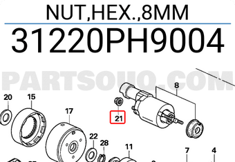 Honda 31220PH9004 NUT,HEX.,8MM
