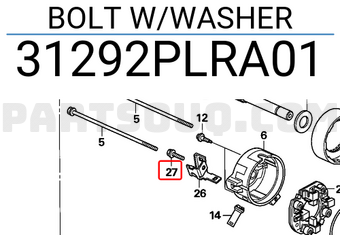 Honda 31292PLRA01 BOLT W/WASHER