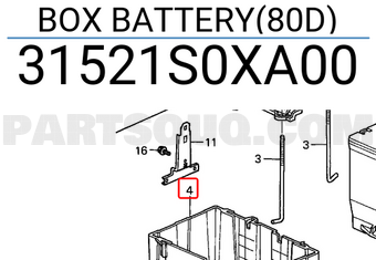Honda 31521S0XA00 BOX BATTERY(80D)
