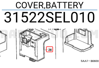 Honda 31522SEL010 COVER,BATTERY