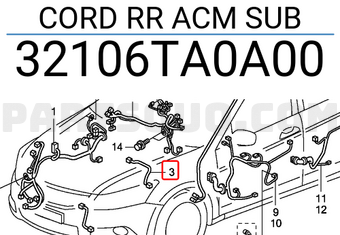 Honda 32106TA0A00 CORD RR ACM SUB