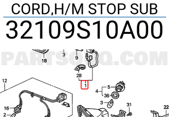 Honda 32109S10A00 CORD,H/M STOP SUB