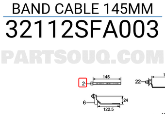 Honda 32112SFA003 BAND CABLE 145MM