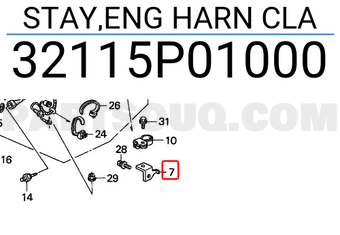 Honda 32115P01000 STAY,ENG HARN CLA