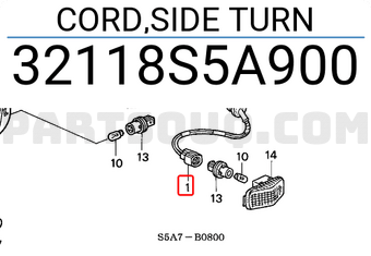 Honda 32118S5A900 CORD,SIDE TURN