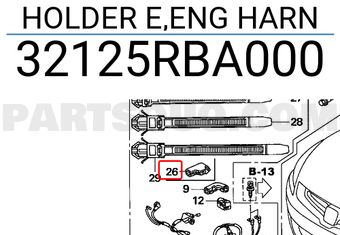 Honda 32125RBA000 HOLDER E,ENG HARN