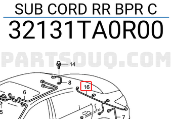 Honda 32131TA0R00 SUB CORD RR BPR C