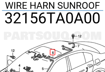 Honda 32156TA0A00 WIRE HARN SUNROOF