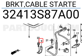 Honda 32413S87A00 BRKT,CABLE STARTE