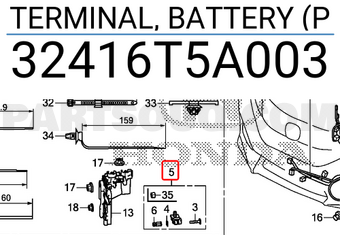 Honda 32416T5A003 TERMINAL, BATTERY (P