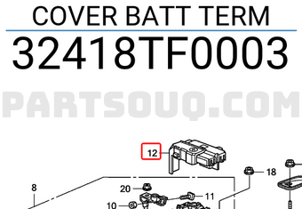 Honda 32418TF0003 COVER BATT TERM