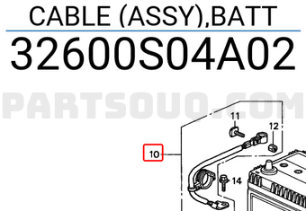 Honda 32600S04A02 CABLE (ASSY),BATT