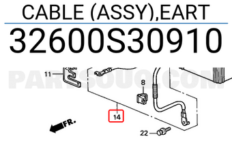 Honda 32600S30910 CABLE (ASSY),EART