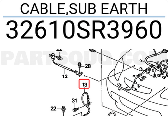 Honda 32610SR3960 CABLE,SUB EARTH