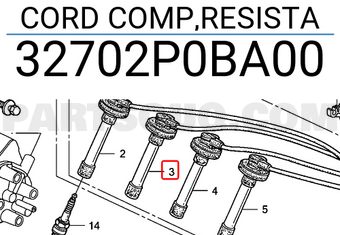 Honda 32702P0BA00 CORD COMP,RESISTA