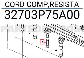 Honda 32703P75A00 CORD COMP,RESISTA