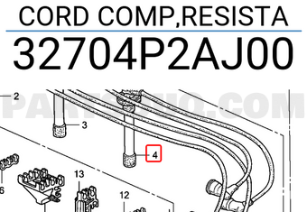 Honda 32704P2AJ00 CORD COMP,RESISTA