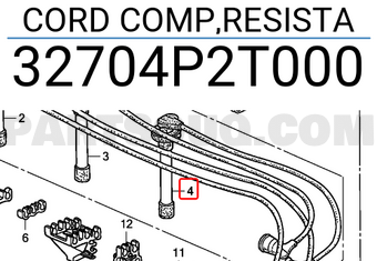 Honda 32704P2T000 CORD COMP,RESISTA