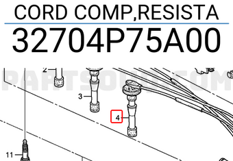 Honda 32704P75A00 CORD COMP,RESISTA