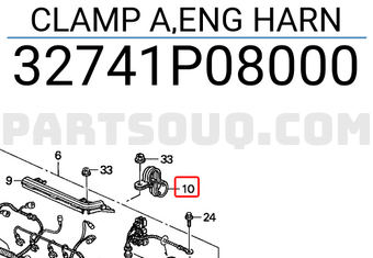 Honda 32741P08000 CLAMP A,ENG HARN