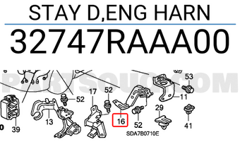 Honda 32747RAAA00 STAY D,ENG HARN