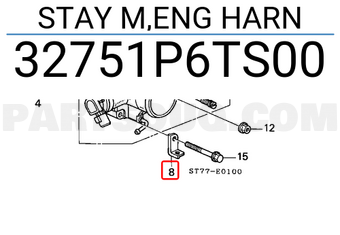 Honda 32751P6TS00 STAY M,ENG HARN
