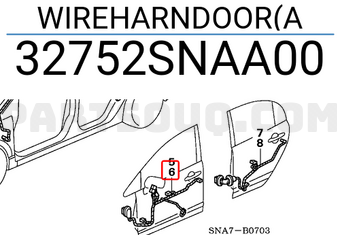 Honda 32752SNAA00 WIREHARNDOOR(A