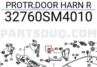 Honda 32760SM4010 PROTR,DOOR HARN R
