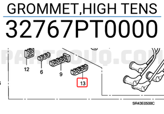 Honda 32767PT0000 GROMMET,HIGH TENS