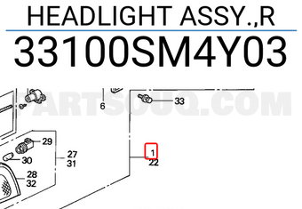 Honda 33100SM4Y03 HEADLIGHT ASSY.,R