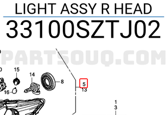 Honda 33100SZTJ02 LIGHT ASSY R HEAD