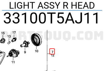 Honda 33100T5AJ11 LIGHT ASSY R HEAD
