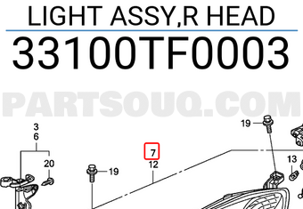 Honda 33100TF0003 LIGHT ASSY,R HEAD