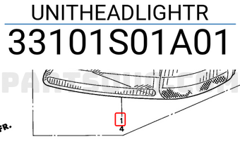 Honda 33101S01A01 UNITHEADLIGHTR