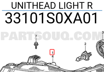 Honda 33101S0XA01 UNITHEAD LIGHT R