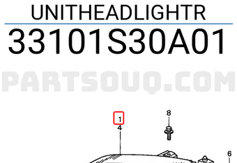 Honda 33101S30A01 UNITHEADLIGHTR