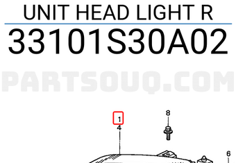 Honda 33101S30A02 UNIT HEAD LIGHT R