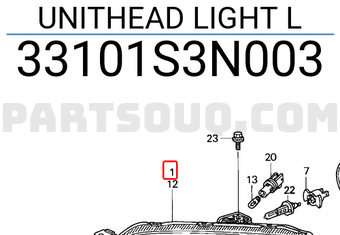 Honda 33101S3N003 UNITHEAD LIGHT L