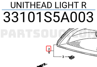 Honda 33101S5A003 UNITHEAD LIGHT R