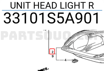 Honda 33101S5A901 UNIT HEAD LIGHT R