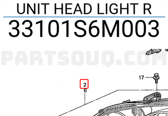 Honda 33101S6M003 UNIT HEAD LIGHT R