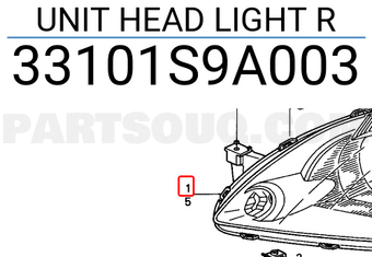 Honda 33101S9A003 UNIT HEAD LIGHT R
