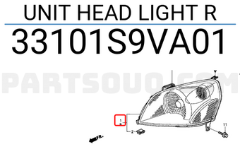 Honda 33101S9VA01 UNIT HEAD LIGHT R