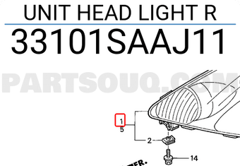 Honda 33101SAAJ11 UNIT HEAD LIGHT R