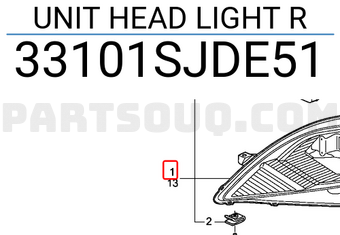 Honda 33101SJDE51 UNIT HEAD LIGHT R