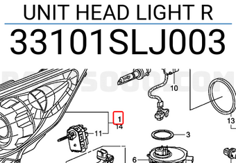 Honda 33101SLJ003 UNIT HEAD LIGHT R