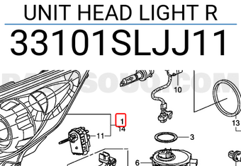 Honda 33101SLJJ11 UNIT HEAD LIGHT R