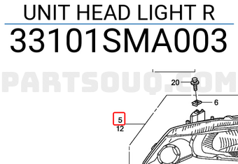 Honda 33101SMA003 UNIT HEAD LIGHT R