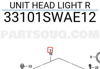 Honda 33101SWAE12 UNIT HEAD LIGHT R