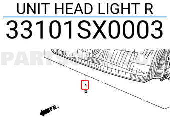Honda 33101SX0003 UNIT HEAD LIGHT R
